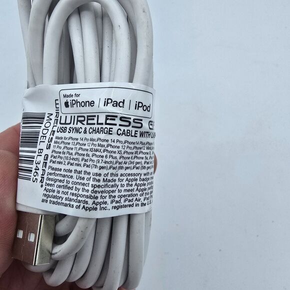 10 Foot White Wireless Gear Charging Cable Heavy Duty For iPhone/iPad New - Picture 3 of 5